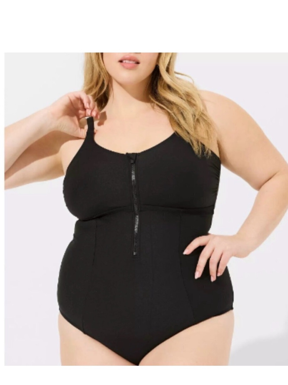Torrid Black Zip Up One Piece Swimsuit